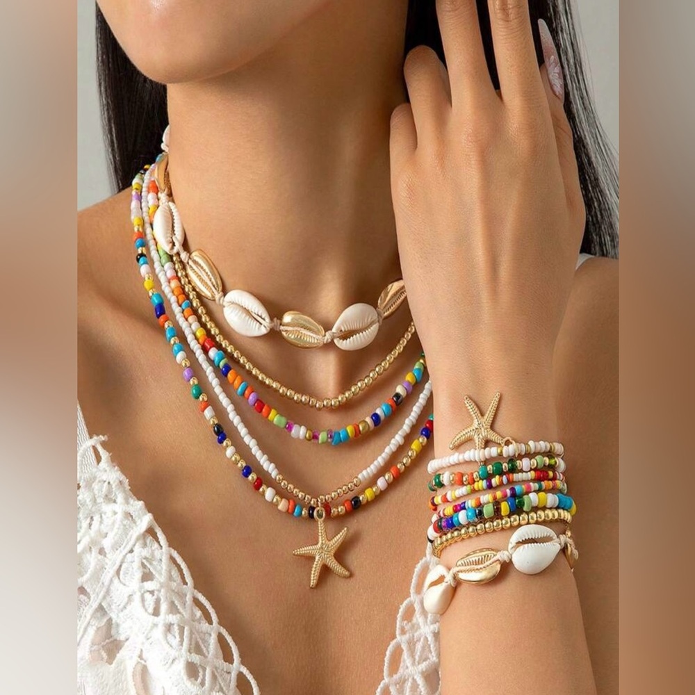 Bohemian Beaded Shell Jewelry Set